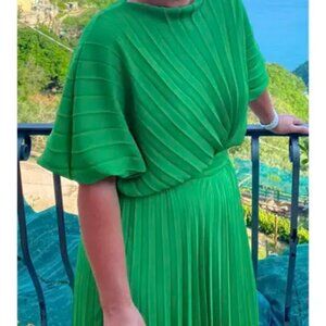Green Pleated Dress